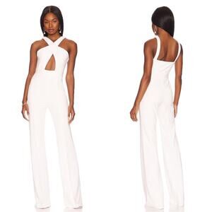 Katie May Diana Flared Leg Halter Neck Bridal Wedding White Jumpsuit Size Small